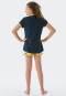 Pajamas short organic cotton ruffles camper dark blue - Ocean Flow
