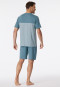 Korte pyjama Organic Cotton strepen borstzak blauw-grijs - 95/5 Nightwear