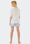 Pajamas short organic cotton stripes dog white - Aquatic Flow
