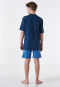 Schlafanzug kurz Organic Cotton Streifen jeansblau - Nightwear