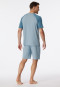 Schlafanzug kurz Organic Cotton Streifen Welle blaugrau - 95/5 Nightwear