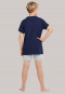 Schlafanzug kurz Organic Cotton V-Ausschnitt dunkelblau - Beach Life