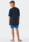 Pyjama court coton bio eau bleu foncé - Aquatic Flow