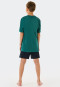 Pigiama corto in cotone biologico con motivo onde, colore verde scuro - Ocean Flow