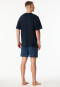 Short pyjamas V-neck chest pocket atlantic blue patterned - Comfort Essentials