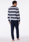 Pyjama lange blokstrepen manchetten donkerblauw - Dark Sapphire