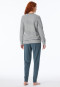 Schlafanzug lang Frottee Bündchen Ringel jeansblau - Casual Essentials