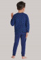 Pyjama long en tissuy éponge à bords-côtes, motif étoiles et robot, bleu nuit - Boys World