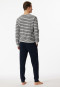 Pajamas long terry cloth cuffs stripes heather gray - Warming Nightwear