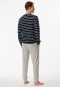 Pigiama lungo in spugna con polsini e motivo a righe di colore blu notte - Warming Nightwear