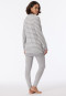 Schlafanzug lang Frottee Leggings Streifen grau-meliert - Casual Essentials
