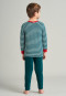 Schlafanzug lang Frottee Organic Cotton Bündchen Ringel Rakete dunkelgrün - Boys World