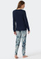 Pyjama long interlock bords-côtes imprimé fleuri bleu-gris - Contemporary Nightwear