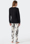 Pyjama lang interlock manchetten bloemenprint gebroken wit - Contemporary Nightwear