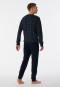 Pajamas long interlock cuffs check midnight blue - Fine Interlock
