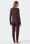 Pajamas long interlock cuffs piping burgundy - Contemporary Nightwear