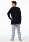 Schlafanzug lang Interlock Karos schwarz - Nightwear