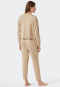 Schlafanzug lang Interlock kurzes Oversized-Shirt sand - Modern Nightwear