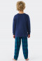Schlafanzug lang Interlock Organic Cotton Bündchen Zauberer Karos dunkelblau - Rat Henry