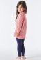 Pajamas long interlock organic cotton cat ice skates triangles dusky pink - Cat Zoe