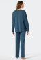Pyjama long interlock chemise oversize bleu-vert - Modern Nightwear