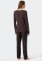 Schlafanzug lang Interlock Paspeln Animalprint burgund - Contemporary Nightwear