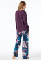 Schlafanzug lang Interlock pflaume bedruckt - Modern Nightwear