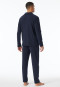 Pajamas long interlock polo collar midnight blue - Selected Premium Warming