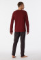Pyjama lang interlock V-hals geruit terracotta - Fine Interlock