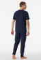Midnight blue pajamas consisting of long bottoms and a short-sleeved top made of organic cotton with stripes, – 95/5 Nightwear