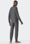 Pyjama long modal encolure ronde bords-côtes rayés gris foncé - Long Life Soft