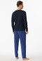 Pigiama lungo in modal con scollo a V e motivo a righe, blu notte - Long Life Soft