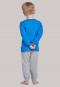 Schlafanzug lang Organic Cotton Bündchen Affen Rennwagen blau/grau-meliert - Boys World