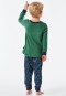 Pyjama lang biologisch katoen manchetten graafmachine pixel groen - Boys World