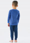 Pigiama lungo in cotone biologico con polsini e taschino sul petto, a righe, blu scuro - Boys World