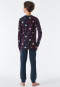 Pyjama long coton bio poignets ours polaire carreaux bordeaux - Feeling@Home