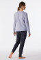 Pyjama lang biologisch katoen boorden lila - Contemporary Nightwear
