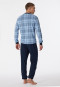 Pyjama long coton bio bords-côtes carreaux bleu air - Comfort Fit