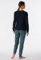 Pajamas long organic cotton cuffs midnight blue - Contemporary Nightwear
