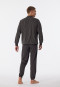Pigiama lungo con polsini in cotone biologico a righe, antracite - Comfort Nightwear