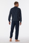 Pyjama long coton bio bords-côtes rayures bleu nuit - Comfort Nightwear