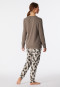Pyjama long taupe en coton bio avec poignets - Contemporary Nightwear