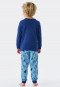 Pajamas long organic cotton cuffs teddy lettering blue - Natural Love