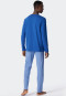 Pyjama lang biologisch katoen knoopsluiting visgraatpatroon aqua - Fashion Nightwear
