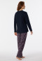 Pajamas long organic cotton button placket midnight blue - Comfort Nightwear