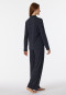 Schlafanzug lang Organic Cotton Knopfleiste Reverskragen Grafikprint nachtblau - Contemporary Nightwear
