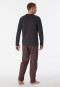 Pigiama lungo in cotone biologico con abbottonatura e motivo a righe, antracite - selected! premium