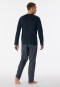 Pajamas long organic cotton button placket stripes midnight blue - selected! premium