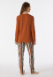 Pigiama lungo in cotone biologico con abbottonatura, color whisky - Comfort Nightwear