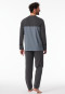 Pyjama lang Organic Cotton strepen borstzak antraciet - 95/5 Nachtkleding